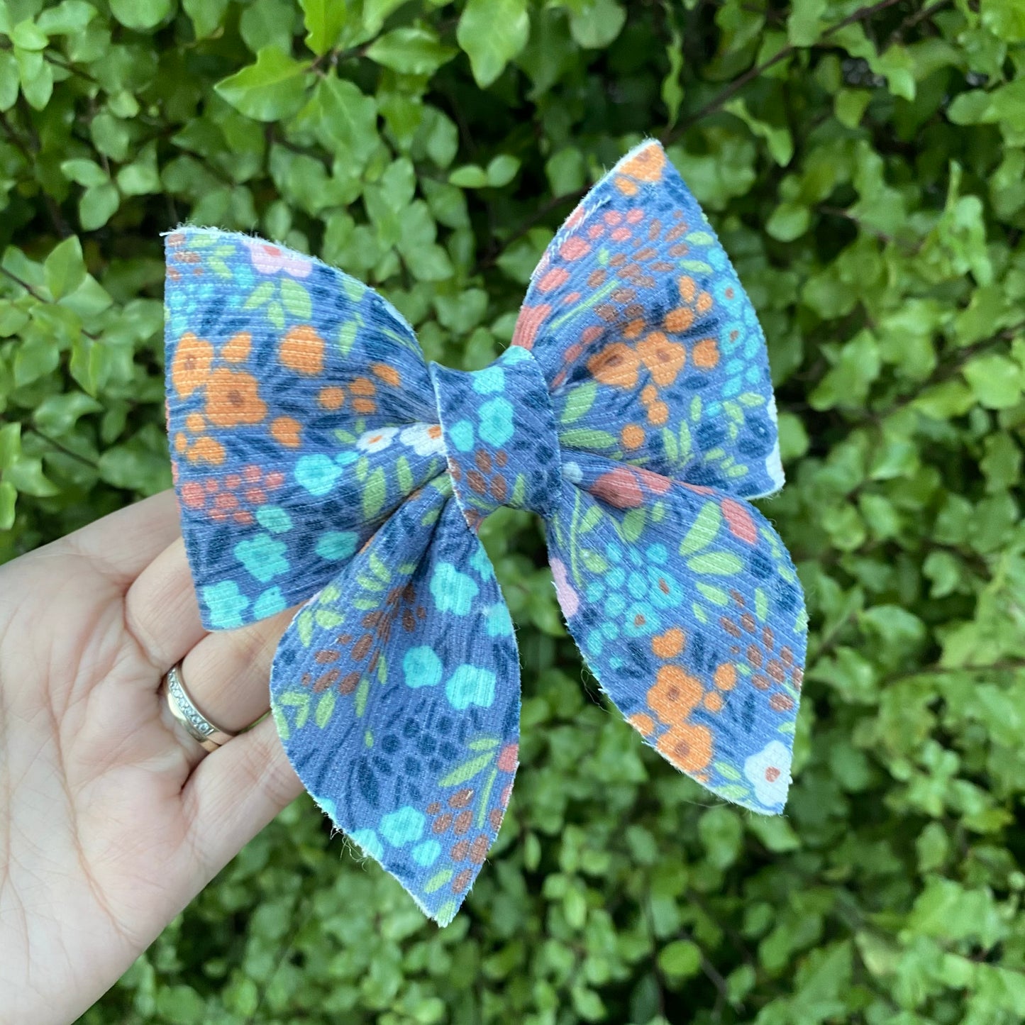 Floral Corduroy Sailor bow