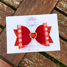 Load image into Gallery viewer, Christmas Gingham Embellished bow (Red)