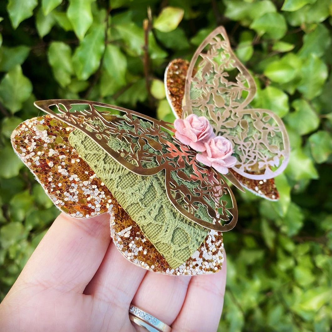 Filigree Butterfly Bow (RG/ Kharki)