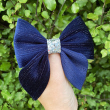 Load image into Gallery viewer, Luxe Velvet Sailor Bow (Dark Blue)