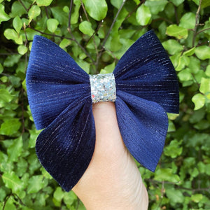 Luxe Velvet Sailor Bow (Dark Blue)