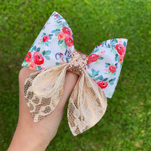 Merry Christmas Floral Sailor Bow