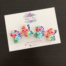 Load image into Gallery viewer, Rainbow Hearts Mini Beauty Bow