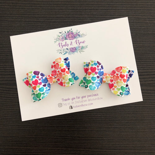 Rainbow Hearts Mini Beauty Bow