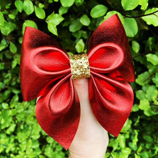 Classic Red Metallic Sailor Bow