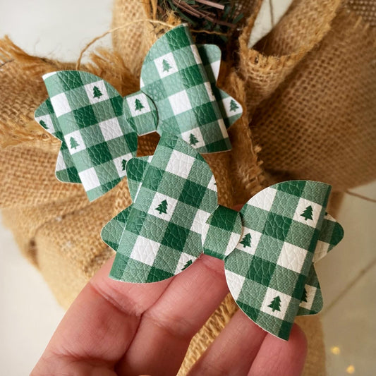 Green Christmas Gingham Mini Kiarah bows