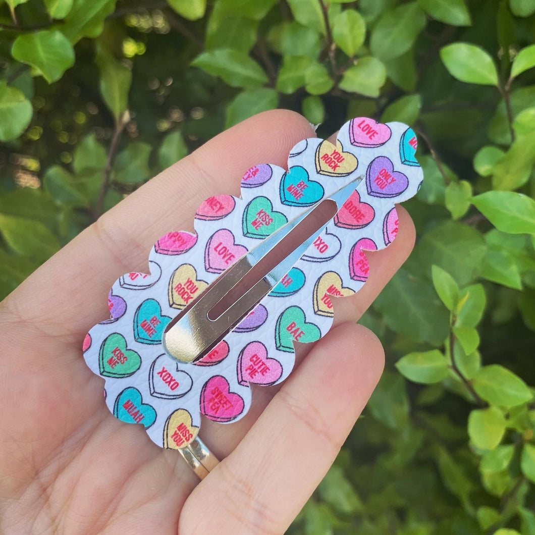 Candy Hearts Large Snap Clip