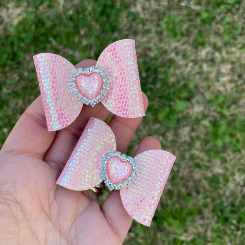 Pink Confetti Heart Piggy Clips