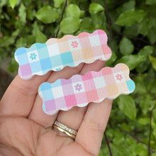 Load image into Gallery viewer, Pastel Gingham Wavy Snap Clips (each)