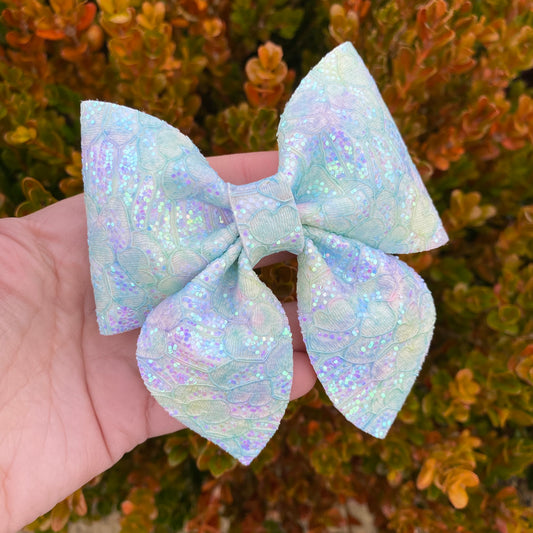 Watercolour Lace Sailor Bow (mint/purple)