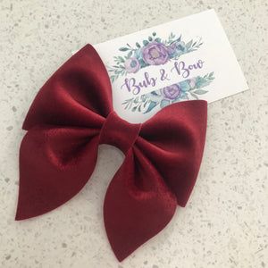 Wine Velvet Sailor Bow