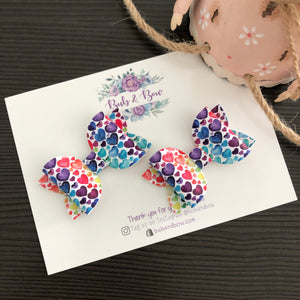 Rainbow Hearts Mini Beauty Bow