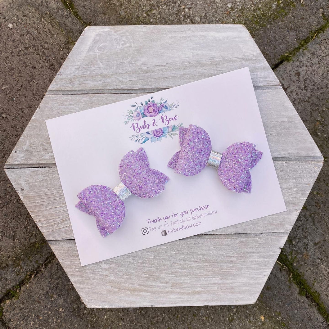 Wisteria Glitter Mini Beauty Bow