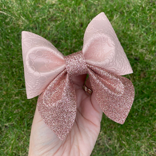 Metallic Blush Vintage Embossed Sailor Bow