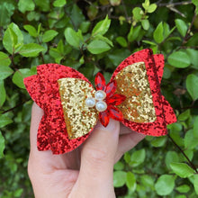 Load image into Gallery viewer, Red &amp; Gold Fancy Embellished Bow