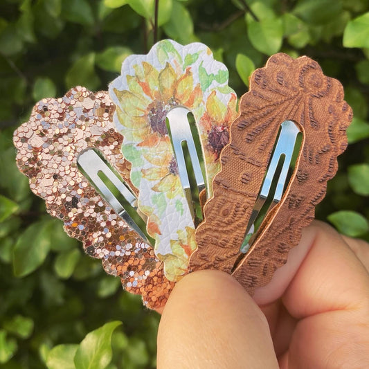 Sunflower Fields Scalloped Snap Clip Set (5cm)