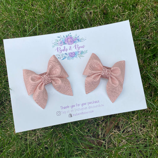 Blush Metallic Embossed Mini Sailor Bows