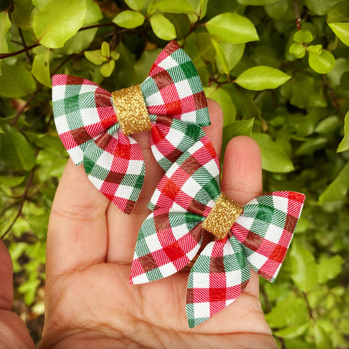 Red & Green Gingham Mini Sailor Bows