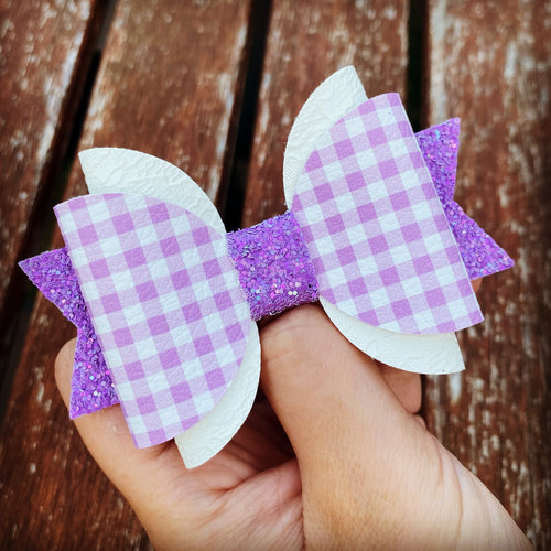 Lilac Gingham Midi Maria bow