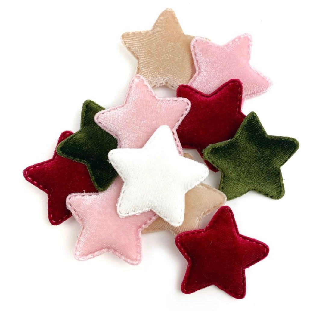 Olive Velvet Star Snap Clip