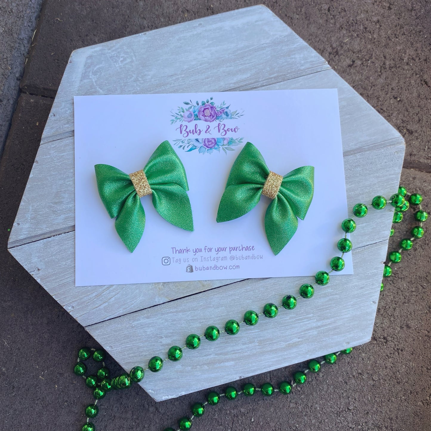 Green Shimmer Mini Sailor Bows