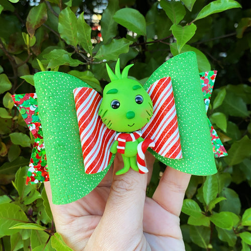 Cute Grinch Clay bow